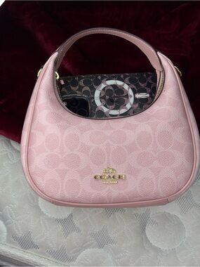 Coach Carmen Mini Pebbled Signature Hobo Shoulder Bag